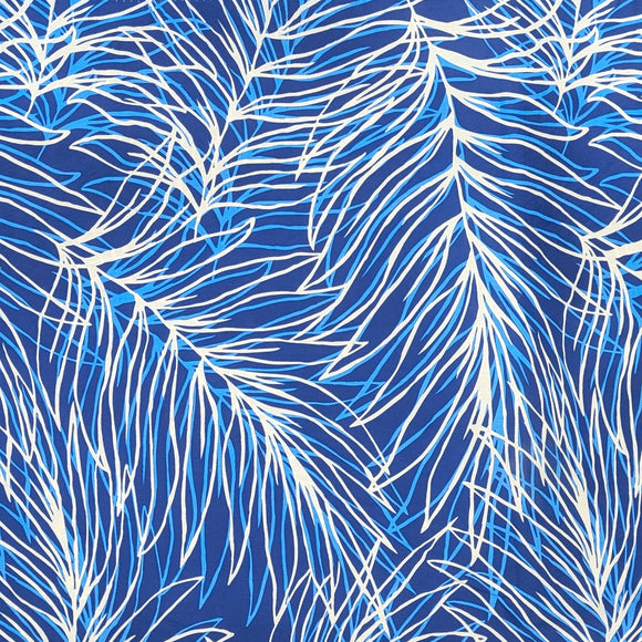 Blue Palm Leaf Modern Hawaiian Fabric – Polycotton