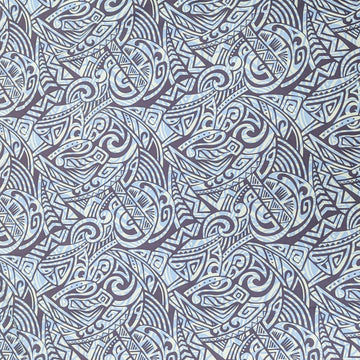 Blue Tribal Fish Hawaiian Fabric – 100% Cotton Polynesian Print
