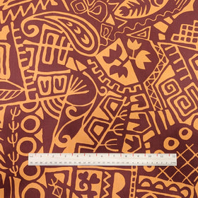 Brown Tribal Polynesian Hawaiian Fabric – Polycotton - 0