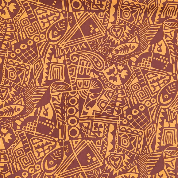 Brown Tribal Polynesian Hawaiian Fabric – Polycotton