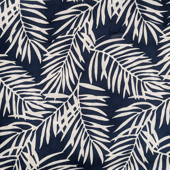 Deep Blue Palm Leaf Hawaiian Fabric – Polycotton
