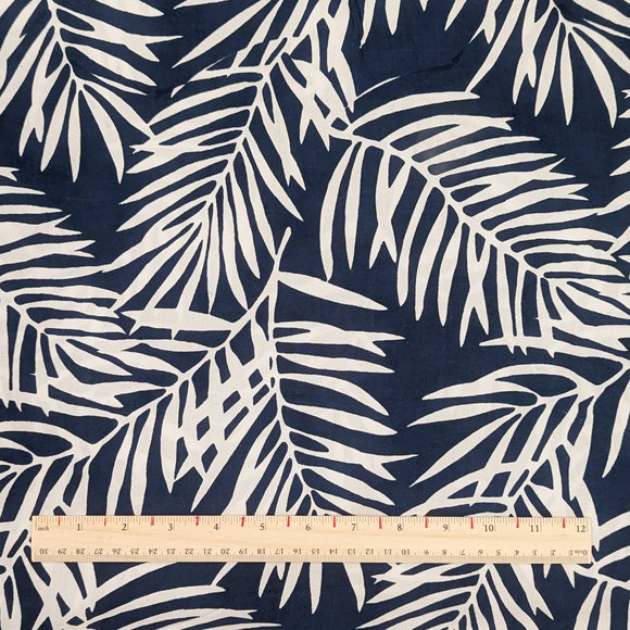 Deep Blue Palm Leaf Hawaiian Fabric – Polycotton