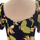 Navy Hibiscus Flare Sleeve Rayon Dress　2869-8