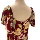 Red Hibiscus Flare Sleeve Rayon Dress