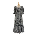 Hawaiian Black Palaka Muumuu Traditional Leaf Design?€8891-1