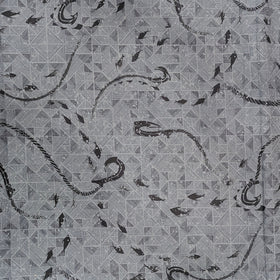 Gray Fish Hook (Makau) & Geometric Hawaiian Fabric – 100% Cotton