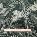 Green Honu & Palm Leaf Hawaiian Fabric – Polycotton-2