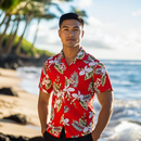 White Orchid Floral Print Shirt | Red-1