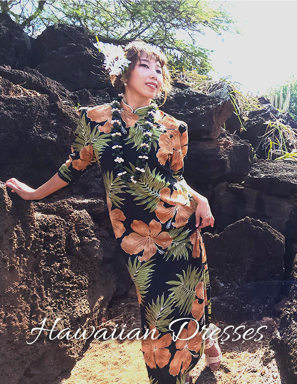 hawaiian black hibiscus dress