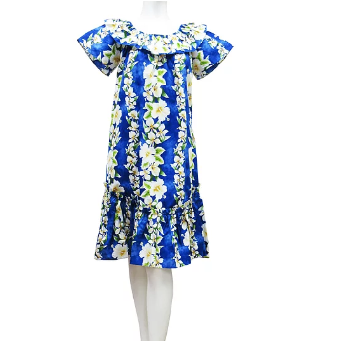 Buy blue Blue Hibiscus Mid-Length Muumuu