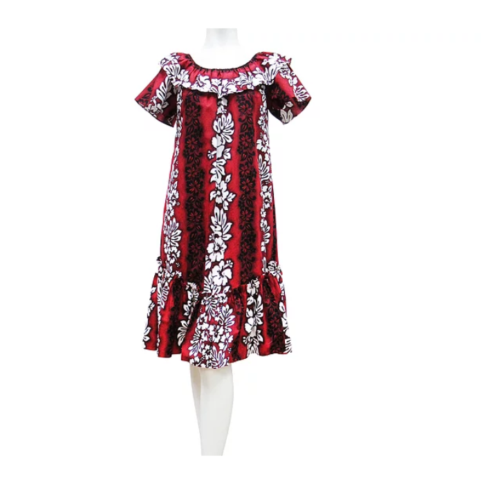 Buy red White Hibiscus Mid-Length Muumuu