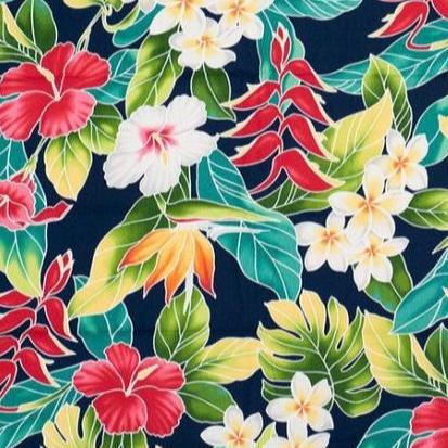 Paradise Hibiscus & Plumeria Hawaiian Fabric 