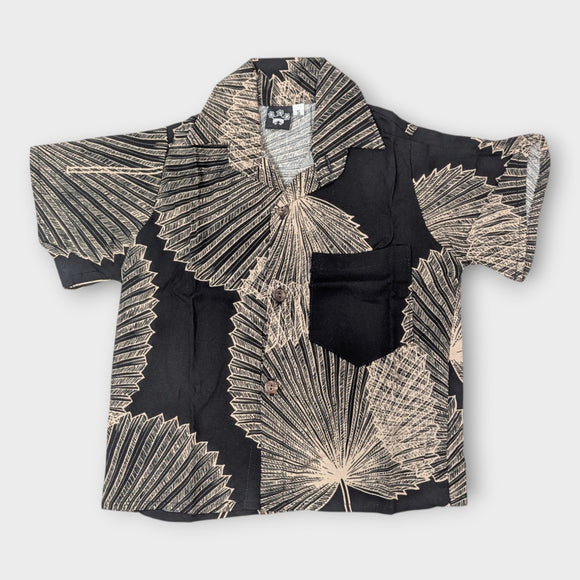 Kids Boy's Rayon Hawaiian Shirt & Shorts Set with Loulu Palm Leaf Print