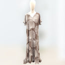 Women’s Relaxed V-Neck Rayon Dress with Ruffle Sleeves in the Loulu Print-4