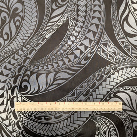 Monochrome Polynesian Wave Hawaiian Fabric – 100% Cotton - 0