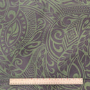 Olive Green Tribal Hawaiian Fabric – Polycotton Polynesian Print-2