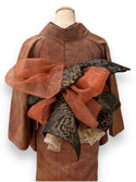 Silk Kimono Authentic Japanese l Brown Orange