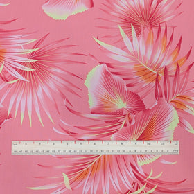 Pink Fan Palm Hawaiian Fabric – 100% Cotton - 0