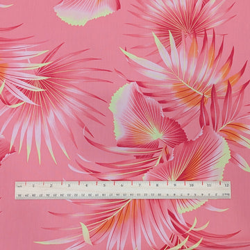 Pink Fan Palm Hawaiian Fabric – 100% Cotton - 0