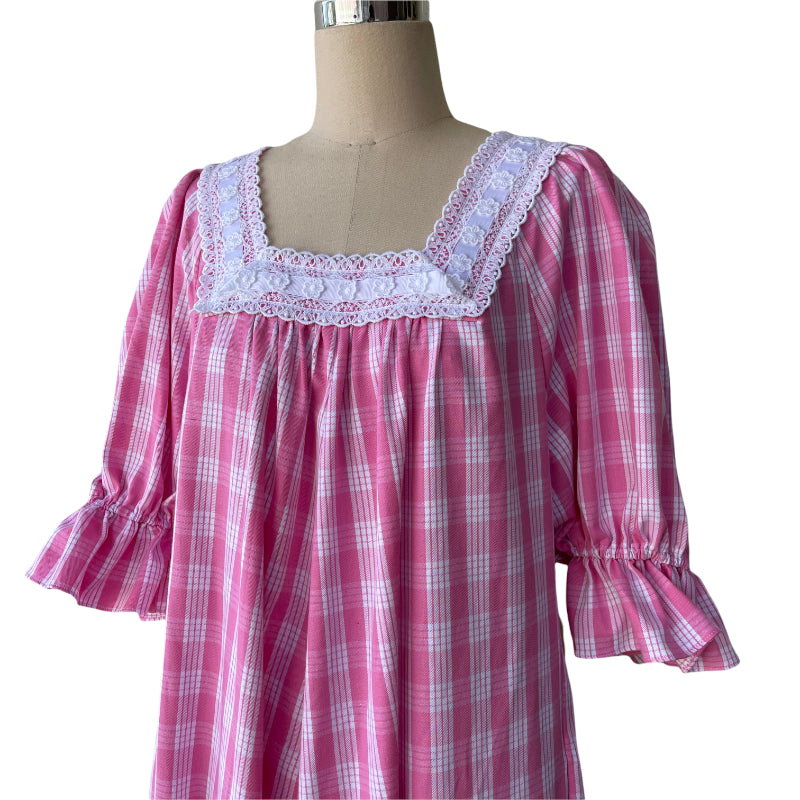 Pink palaka muumuu lace square neck 1