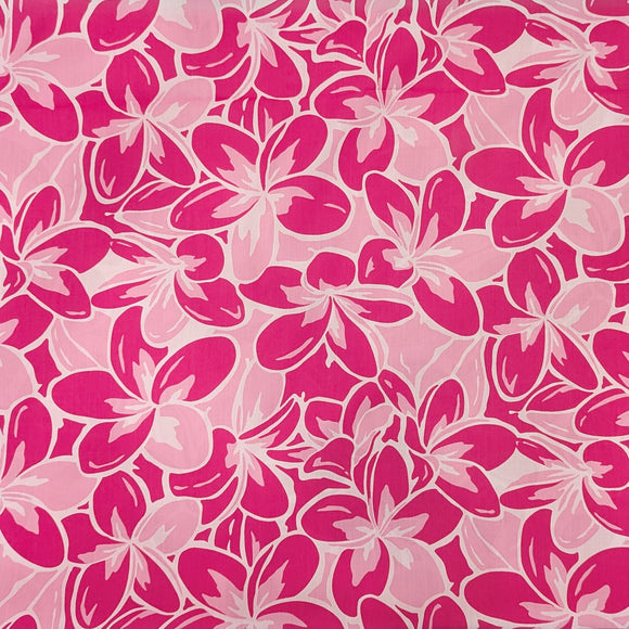 Pink Plumeria Hawaiian Fabric – Polycotton Floral Print