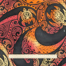 Polynesian Honu Wave Hawaiian Fabric – Polycotton (Black & Sunset Orange)-2