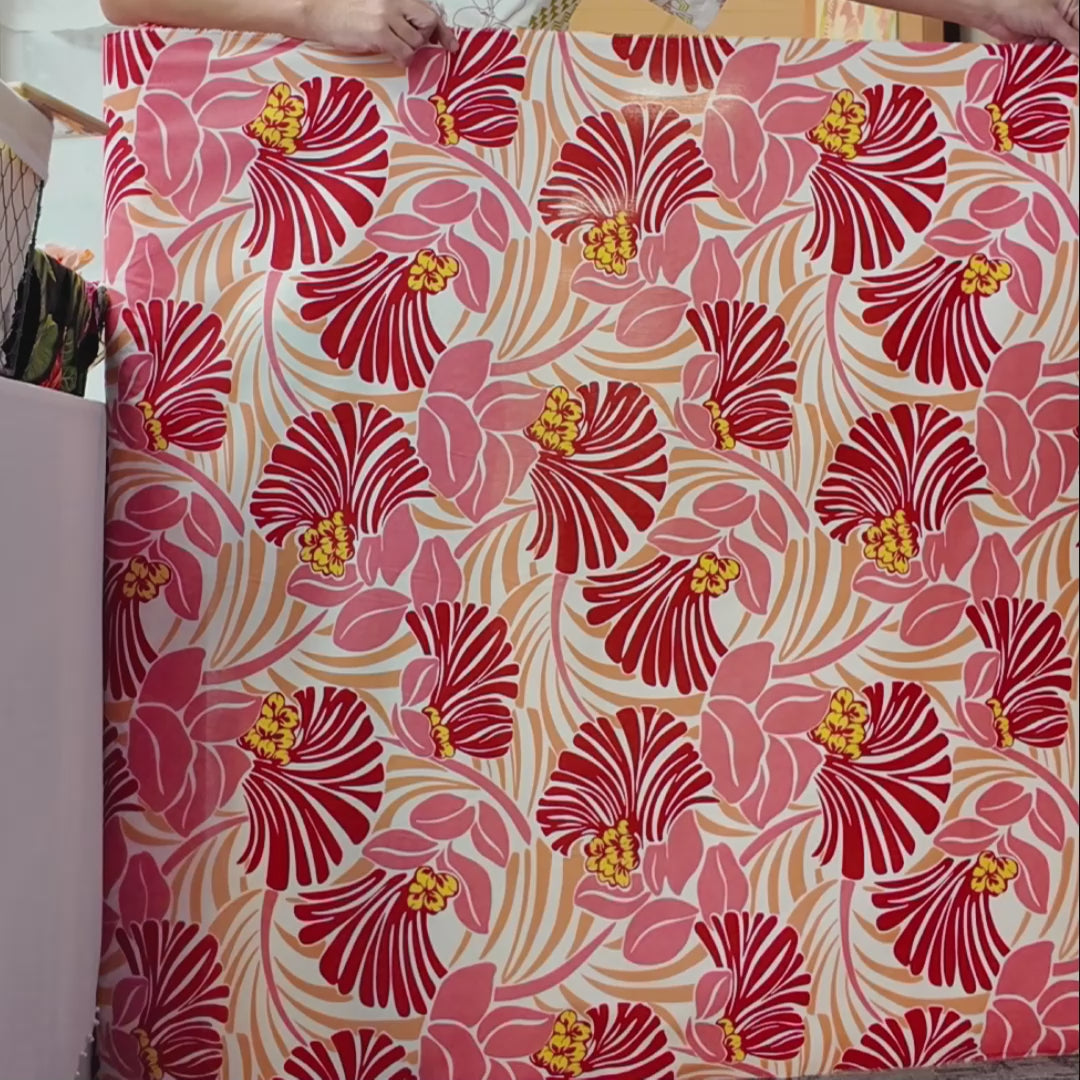 Modern Floral Fabric Polycotton | Pink-5