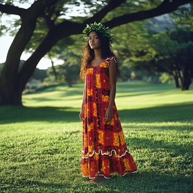 red floral hawaiian muumuu dress