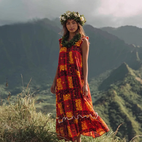 red floral hawaiian muumuu dress