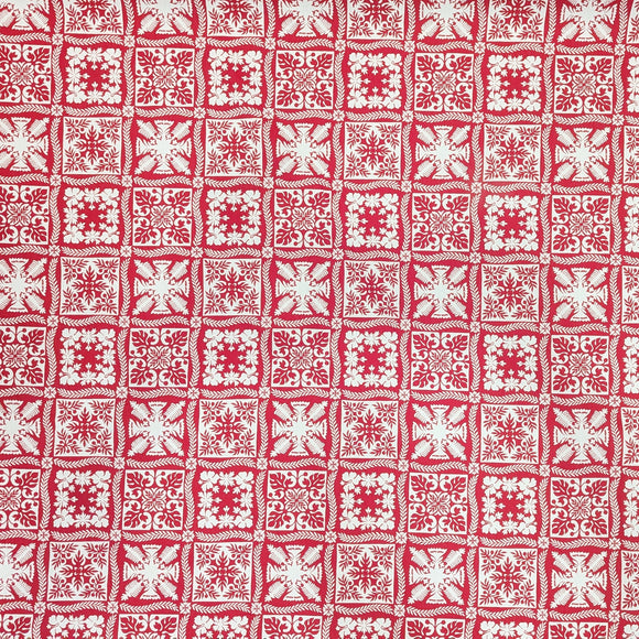Red Hawaiian Quilt Pattern Fabric – 100% Cotton