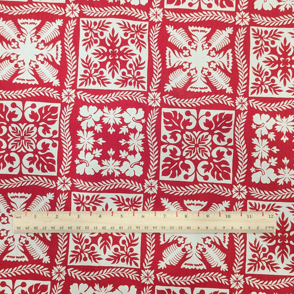 Red Hawaiian Quilt Pattern Fabric – 100% Cotton