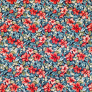 Red Hibiscus Hawaiian Fabric on Navy – 100% Cotton-1