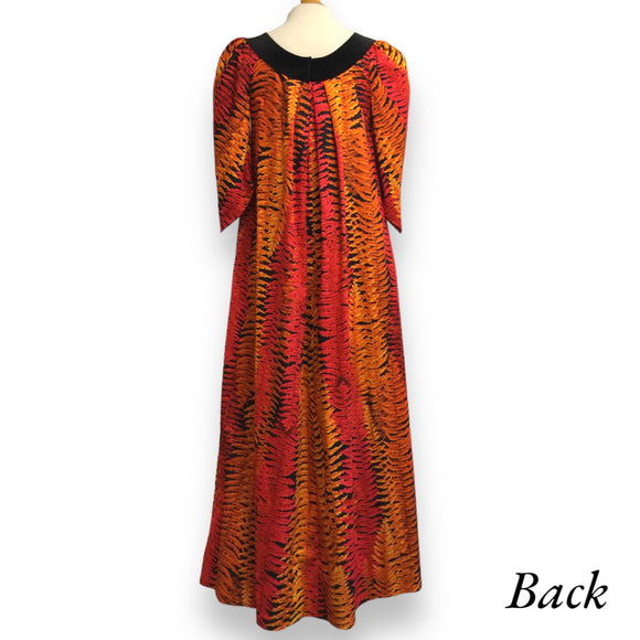 Hawaiian Leaf Orange Muumuu Dress