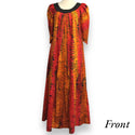 Hawaiian Fern Leaf  Black Velvet Collar Orange Muumuu Dress 2081