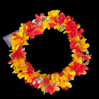 Yellow and Red Plumeria Flower Lei