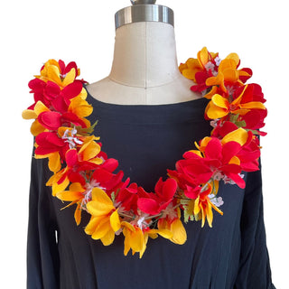 Yellow and Red Plumeria Flower Lei