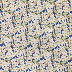 Royal Blue Plumeria Hawaiian Fabric – 100% Cotton