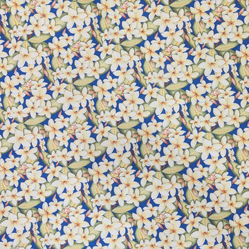 Royal Blue Plumeria Hawaiian Fabric – 100% Cotton