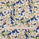 Royal Blue Plumeria Hawaiian Fabric – 100% Cotton-2