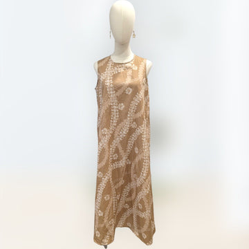 sand_beige_hawaiian_lei_print_resort_dress