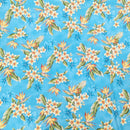 Sky Blue Plumeria & Bird of Paradise Hawaiian Fabric – 100% Cotton-1