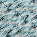 Surf Silhouette Hawaiian Fabric – Blue Ocean Motion Print – 100% Cotton-1