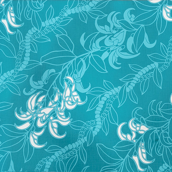urquoise Lei & Tropical Flower Hawaiian Fabric – Polycotton