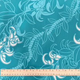 urquoise Lei & Tropical Flower Hawaiian Fabric – Polycotton - 0