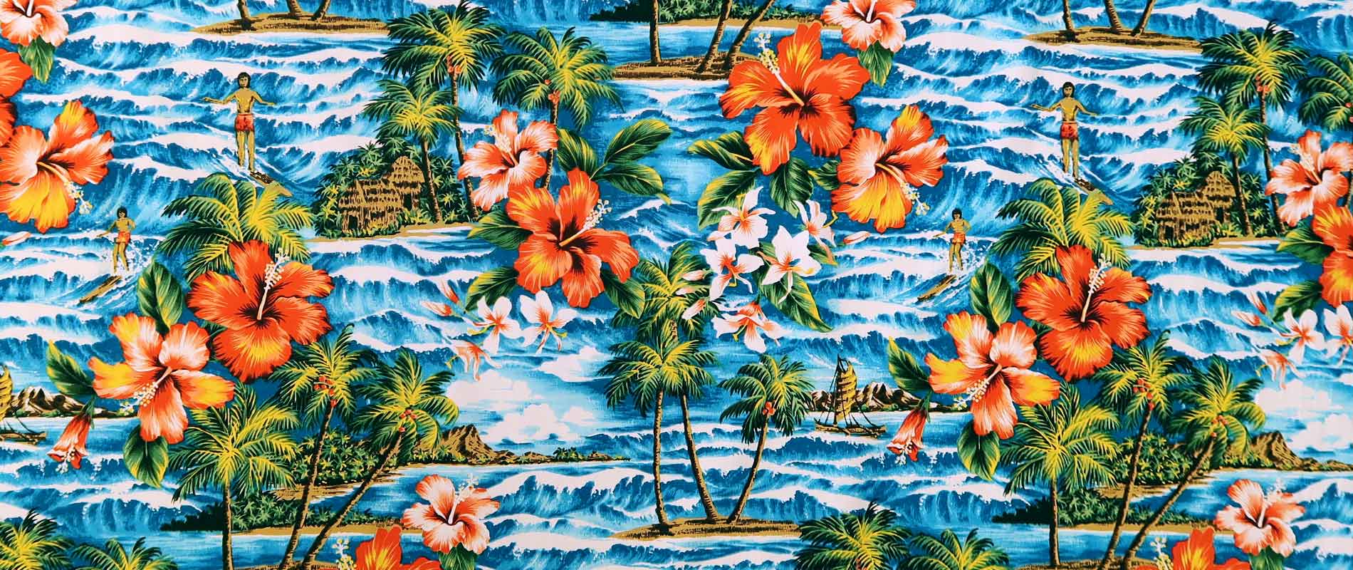 SALE Yellow Hawaiian Print Fabric Poly-cotton (yardage