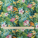 Yellow Tropical Floral Hawaiian Fabric – Monstera & Plumeria – Polycotton-2