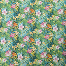Yellow Tropical Floral Hawaiian Fabric – Monstera & Plumeria – Polycotton-1