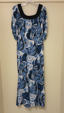 Wave Design Black and Blue Hawaiian Dress