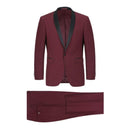 Slim Fit Shawl Collar Tuxedo Jacket and Pant 2 pc Set | Burgundy-2