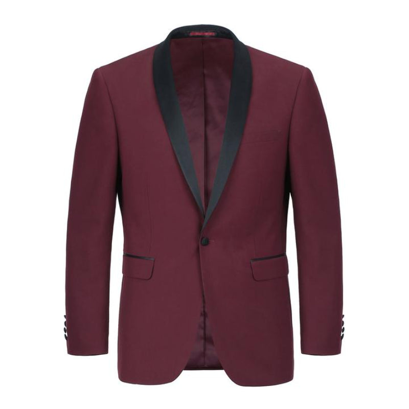 Slim Fit Shawl Collar Tuxedo Jacket and Pant 2 pc Set | Burgundy